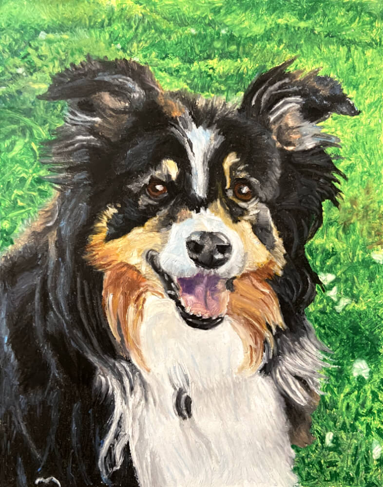 Pet portrait painting by Maine portrait artist, Dominic White